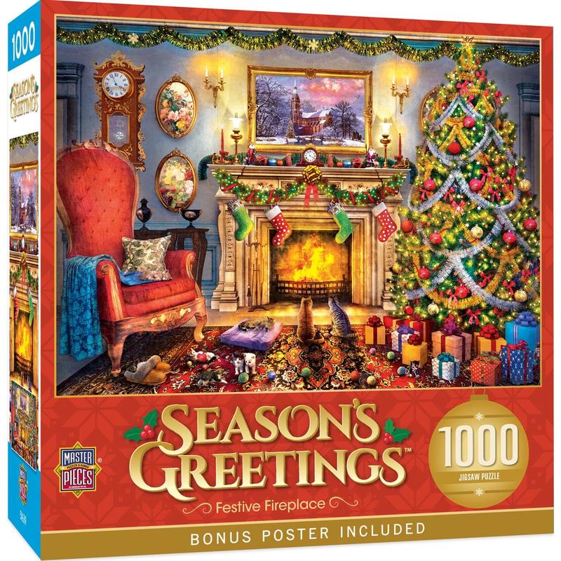 MasterPieces - Season's Greetings - Festive Fireplace 1000 Piece Jigsaw Puzzle