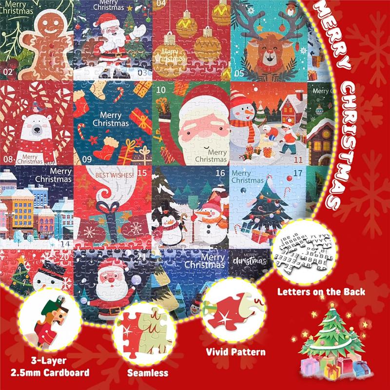 Christmas Puzzle Advent Calendar 2024 1000 count Puzzles for Adults Advent Jigsaw Puzzle for Kids with 24 Boxes for 24 Days Countdown Calendar Perfect for Christmas and Holiday Gift27.6*19.7