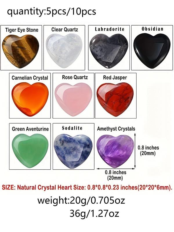 Random Color Heart Shaped Stone (1 Set), Natural Stone Polished Love Stone for Women & Girls, Heart Shaped Stone for Diy Jewelry Necklace and Bracelet Making