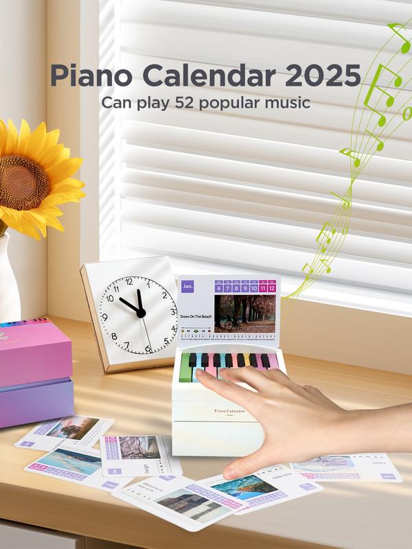 Piano Calendar 2025,Desk Calendar,Rechargeable Mini Piano With 52 Music Scores in 27 Cards,Christmas Gift,Creative Gift,Birthday Gifts,Gift for Family and Friends