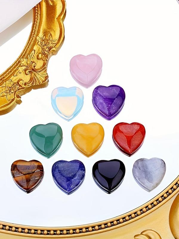 Random Color Heart Shaped Stone (1 Set), Natural Stone Polished Love Stone for Women & Girls, Heart Shaped Stone for Diy Jewelry Necklace and Bracelet Making