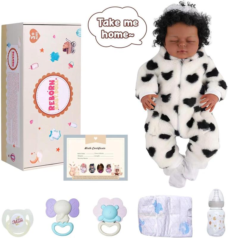 BABESIDE Lifelike Reborn Vinyl Baby Dolls Black Girl - 18 Inch Soft Feeling Realistic-Newborn Baby Dolls Cute Real Life Baby Dolls with Gift Box for Kids Age 3+