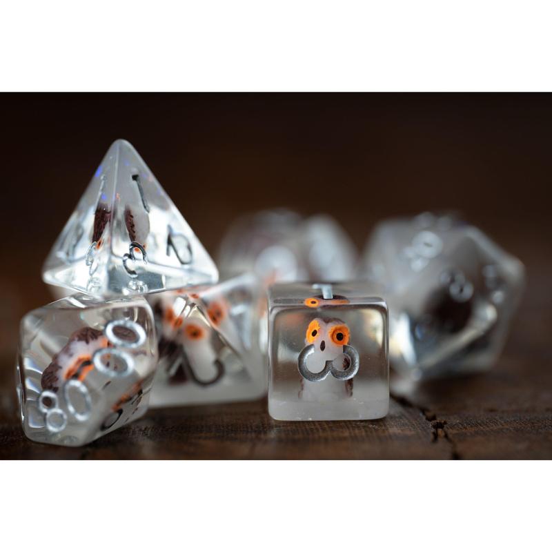 DnD dice sets: Tiny Talons Owl Dice Set: Cute Polyhedral DnD Dice - Perfect Gift for Owl Lovers and D&D Players