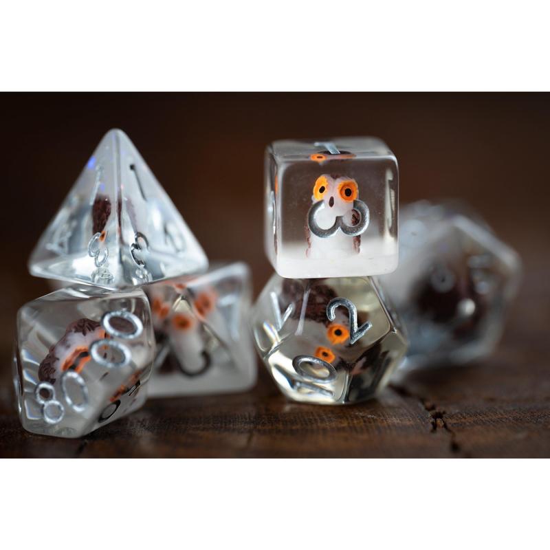 DnD dice sets: Tiny Talons Owl Dice Set: Cute Polyhedral DnD Dice - Perfect Gift for Owl Lovers and D&D Players