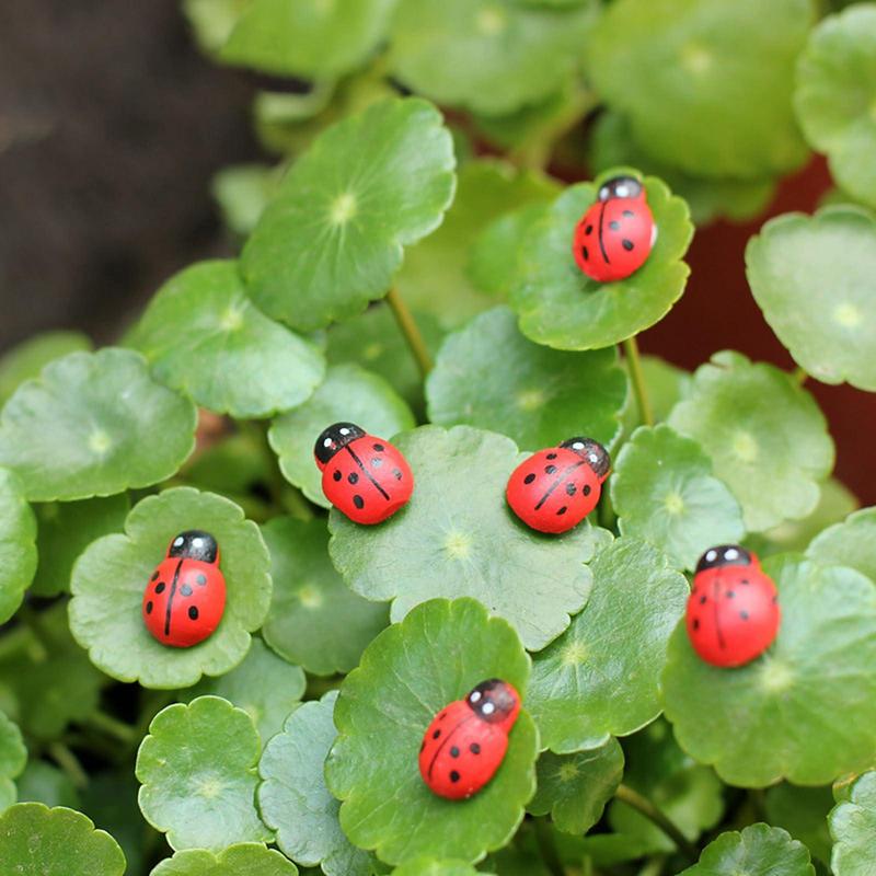 Ladybug Shaped Decorative Toy, 100pcs set Mini Ladybug Figurine, Animal Miniatures for DIY Fairy Gardens, Micro Landscapes Succulent Ornaments