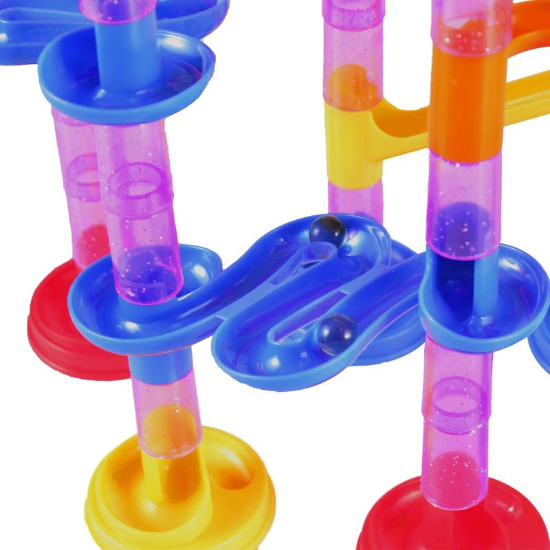 Christmas 2024 Gifts Marble Run Premium Set（196 Pcs- Construction Building Blocks Toys, STEM Educational Toy, Building Block Toy(156 Translucent Plastic Pieces+ 40 Glass Marbles)