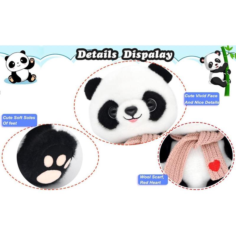 9.8'' Panda Dolls with Love Heart Scarf, Soft Stuffed Plush Animal Toys Plushies Valentines Day Decor Birthday Gifts for Her Girlfriend Lover Mom Kids (Pink)