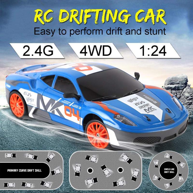 Remote Control Car RC Drift Car 2.4GHz 1:24 Scale 4WD 15KM H High Speed Model Vehicle LED Lights Drifting Tire Racing Sport Toy Car for Adult Boy Girl Kid Gift