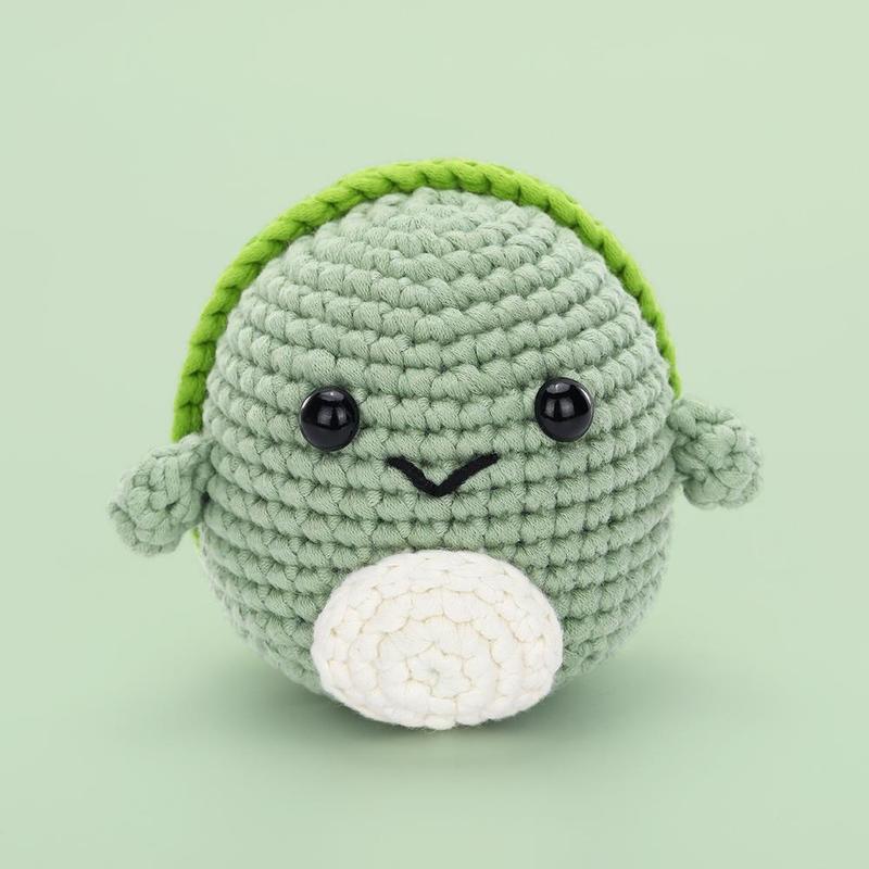 Cute Turtle Design Crochet Kit, 1 Set DIY Knitting Supplies, Including Crochet Hooks, Yarns, Scissors, Tape, Instructions, Creative Birthday and Holiday Gift Options