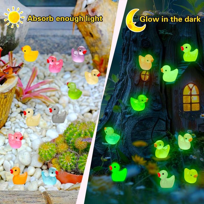 240pcs Luminous Mini Resin Ducks, Tiny Duck Bulk Glow in The Dark Small Plastic Miniature Ducks Figures