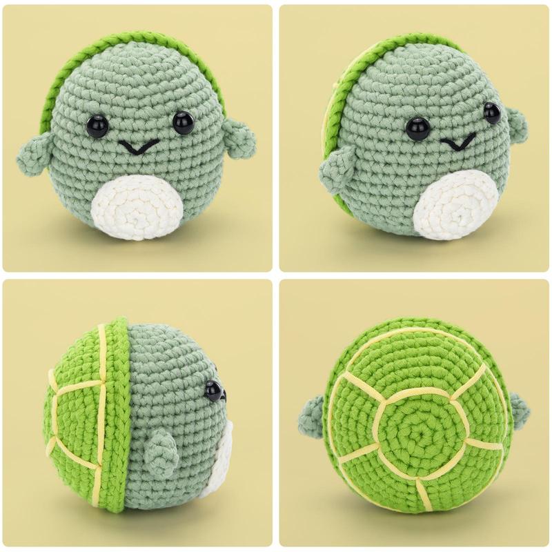 Cute Turtle Design Crochet Kit, 1 Set DIY Knitting Supplies, Including Crochet Hooks, Yarns, Scissors, Tape, Instructions, Creative Birthday and Holiday Gift Options