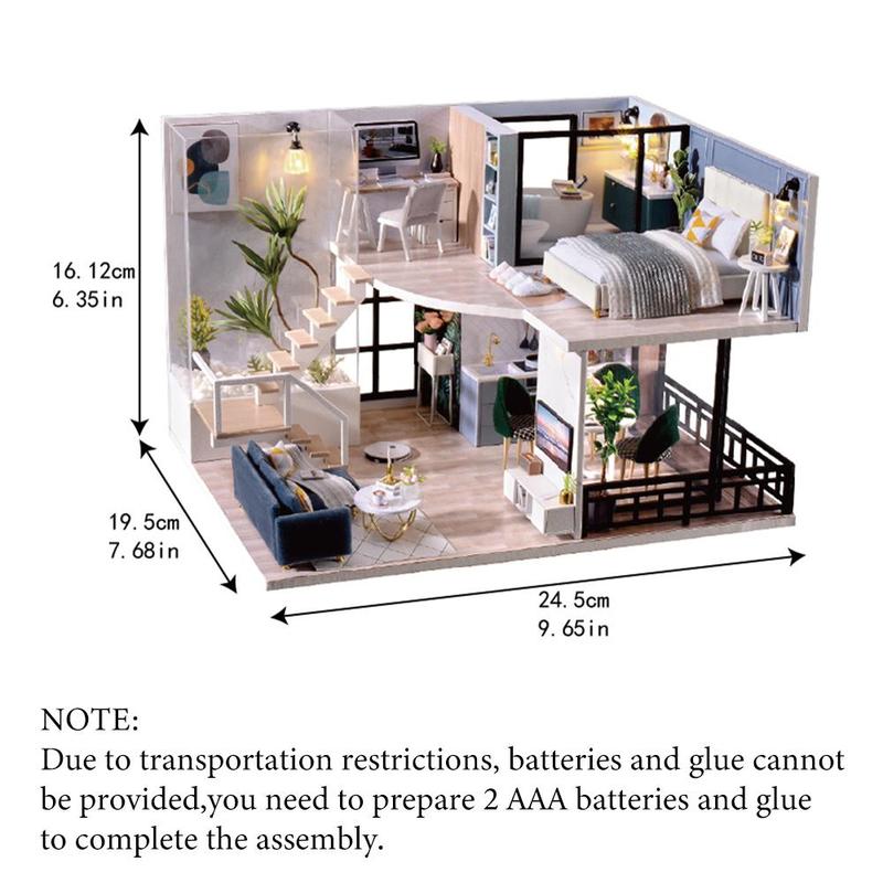 Loft House DIY Wooden Miniature House Kit, 1 Box DIY Miniature House Kit, DIY Handmade Model Building Micro Kit, Wooden 3D Puzzle Toy, Stocking Fillers Gift