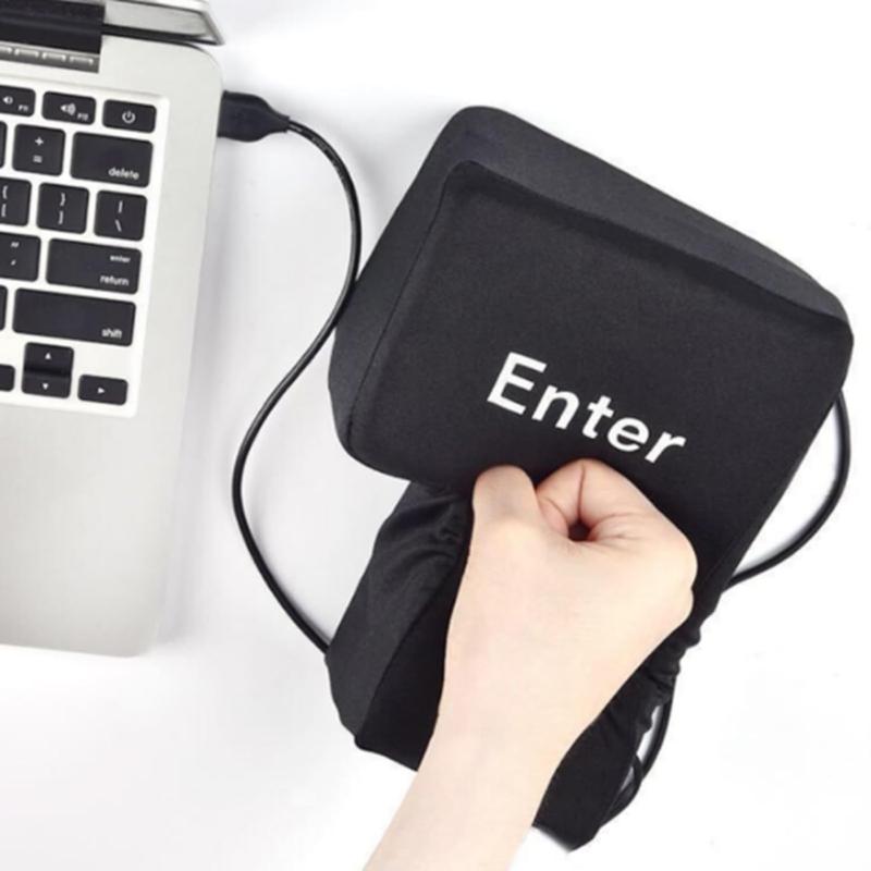 Giant Enter USB Big Enter Key Relieve Stress Toy, Creative Super Sized Big Enter Button Comfortable Economic Desktop Pillow Anti-Stress Punch Bag