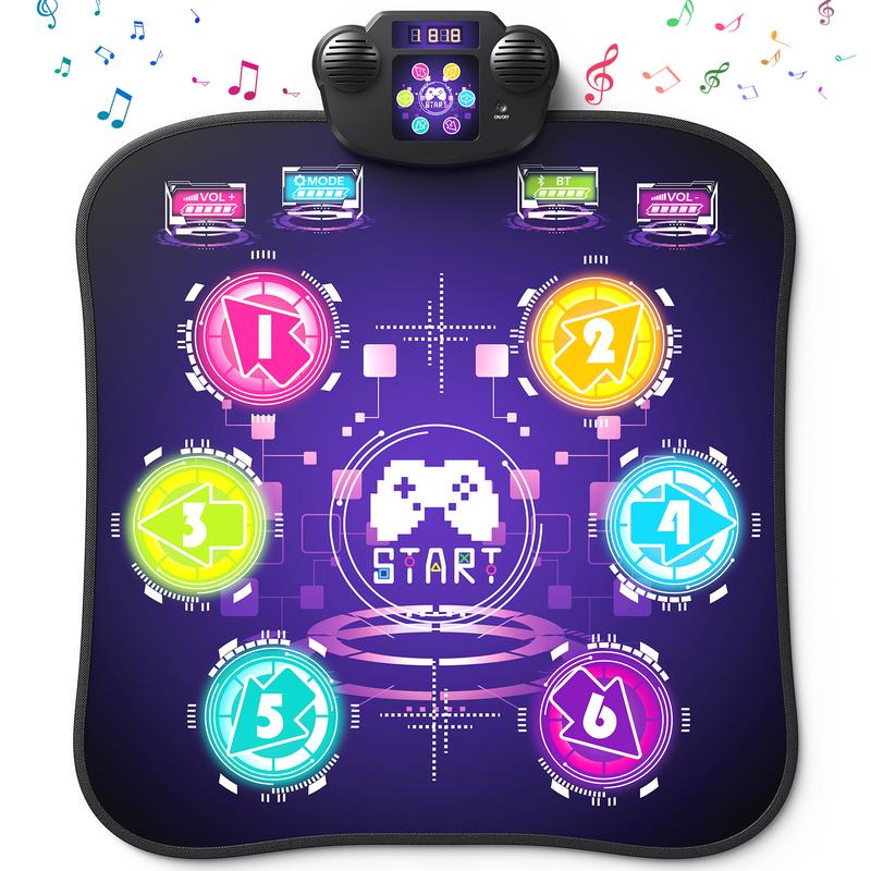 MERACH Dance Mat Bluetooth Electronic Dance Pad with Light-up 6-Button 8-Button Built-in Music Dance Game Toy Gift for Kids Girls Boys 3-12 Years Old