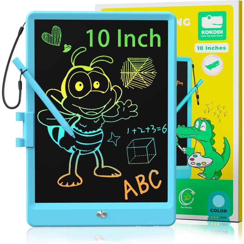 , 10 Inch Colorful Toddler Doodle Board Drawing Tablet, Erasable Reusable Electronic Drawing Pads, Educational and Learning