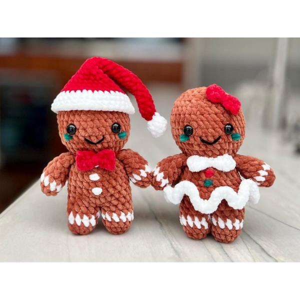 Gingerbread Man and Woman Crochet, Christmas Crochet, Cute Xmas Crochet (Handmade goods will be made by hand so the production time will be a little longer)