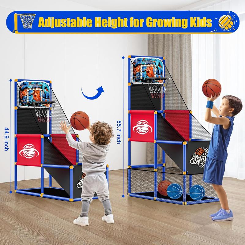 Kids Arcade Basketball Hoop with 4 Balls, Indoor Outdoor Single Shot Basketball Game for Toddler,Carnival Games Sport Toys Gifts for Boys Girls Ages 3-8 Years Old,Ideal for Competition