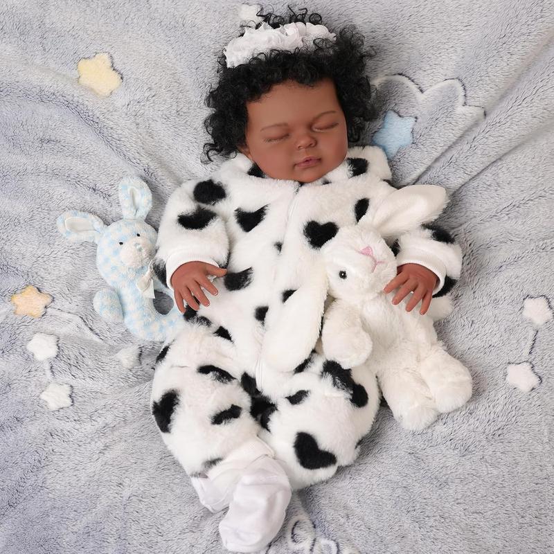 BABESIDE Lifelike Reborn Vinyl Baby Dolls Black Girl - 18 Inch Soft Feeling Realistic-Newborn Baby Dolls Cute Real Life Baby Dolls with Gift Box for Kids Age 3+