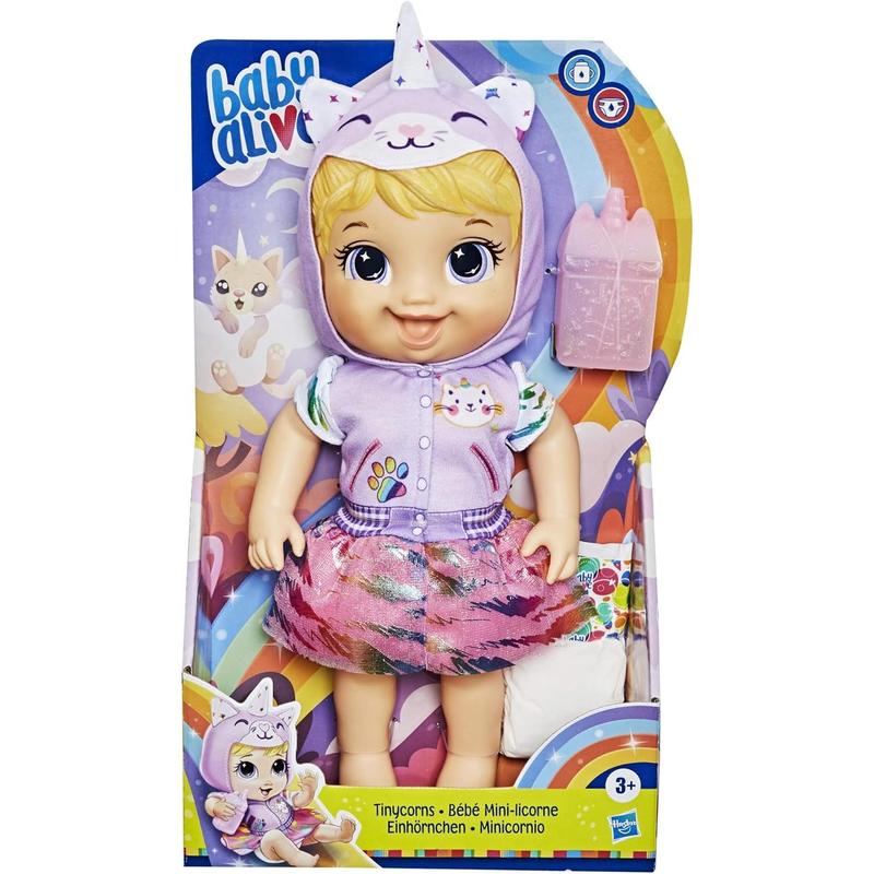 Baby Alive Tinycorns Doll, Unicorn, Accessories, Drinks, Wets, Blonde Hair Toy for Kids Ages 3 Years and Up