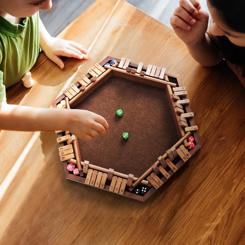 ropoda Shut The Box Game, Upgraded 1-6 Player Shut The Box for Adult and Kids, Shut The Box Game Wooden Dice Game -Addition Training, Fun for Family Game Night-Vintage Style