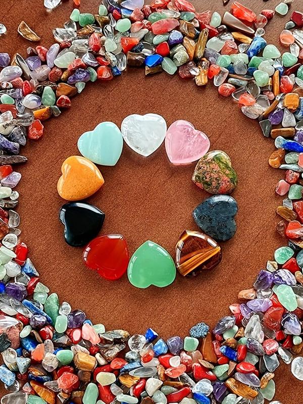 Random Color Heart Shaped Stone (1 Set), Natural Stone Polished Love Stone for Women & Girls, Heart Shaped Stone for Diy Jewelry Necklace and Bracelet Making