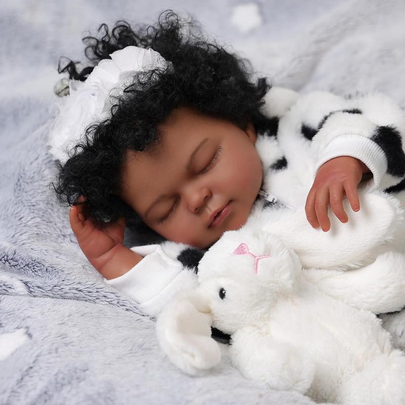 BABESIDE Lifelike Reborn Vinyl Baby Dolls Black Girl - 18 Inch Soft Feeling Realistic-Newborn Baby Dolls Cute Real Life Baby Dolls with Gift Box for Kids Age 3+