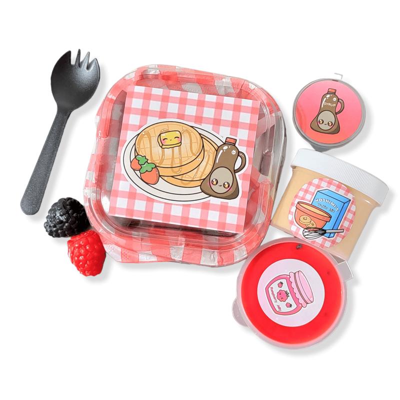 Mini Waffles Handmade DIY Scented Slime Kit with Snow Butter, Raspberry Jam, Clear Syrup, and Mini Clay Waffles