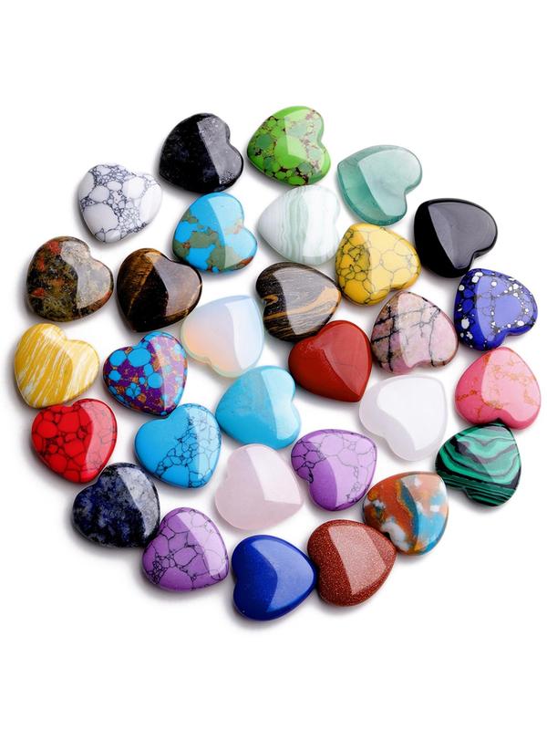 Random Color Heart Shaped Stone (1 Set), Natural Stone Polished Love Stone for Women & Girls, Heart Shaped Stone for Diy Jewelry Necklace and Bracelet Making