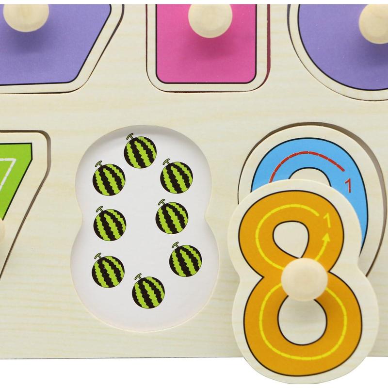 Wooden Jigsaw Peg Puzzle Board Toy Number Educational and Learning Puzzles Toy