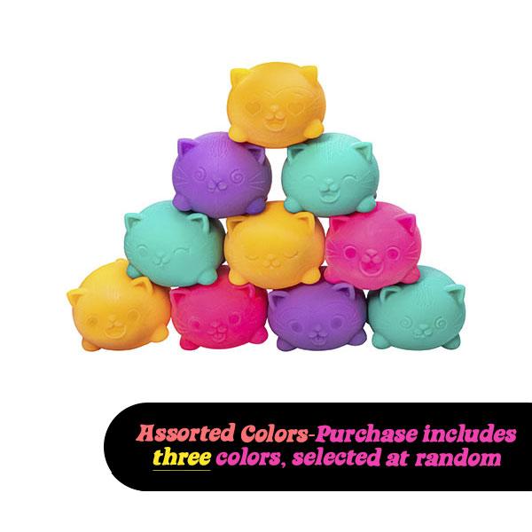 Schylling Teenie NeeDoh Cool Cats- 3 mini Groovy NeeDoh Cats - Sensory Toy with Dough Filling - Assorted colors - Ages 3 and up