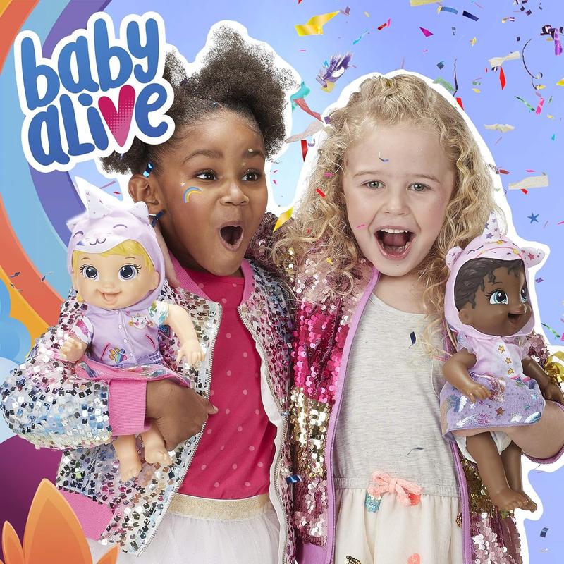 Baby Alive Tinycorns Doll, Unicorn, Accessories, Drinks, Wets, Blonde Hair Toy for Kids Ages 3 Years and Up