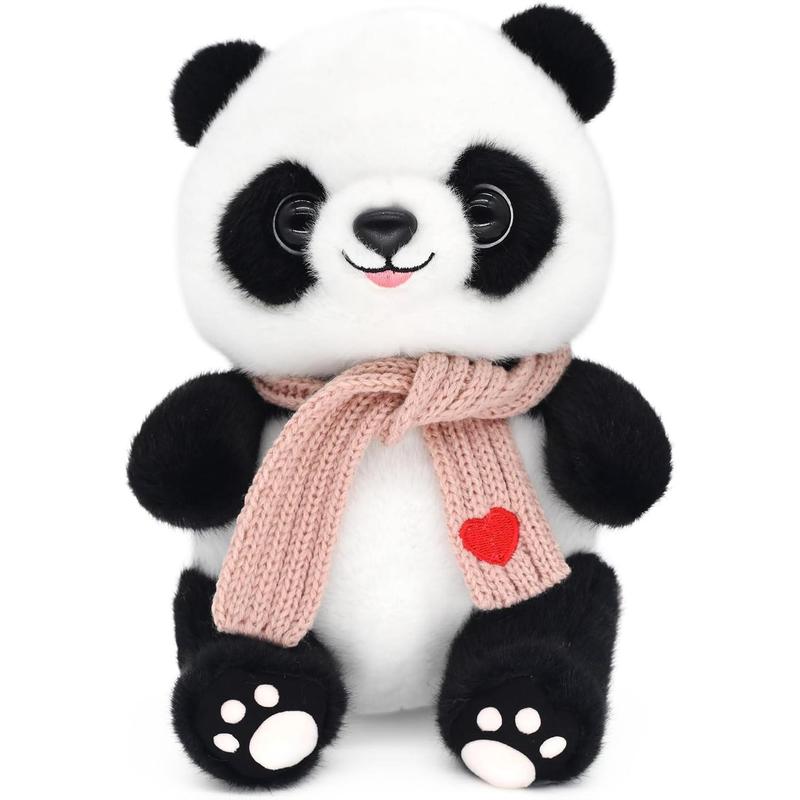 9.8'' Panda Dolls with Love Heart Scarf, Soft Stuffed Plush Animal Toys Plushies Valentines Day Decor Birthday Gifts for Her Girlfriend Lover Mom Kids (Pink)