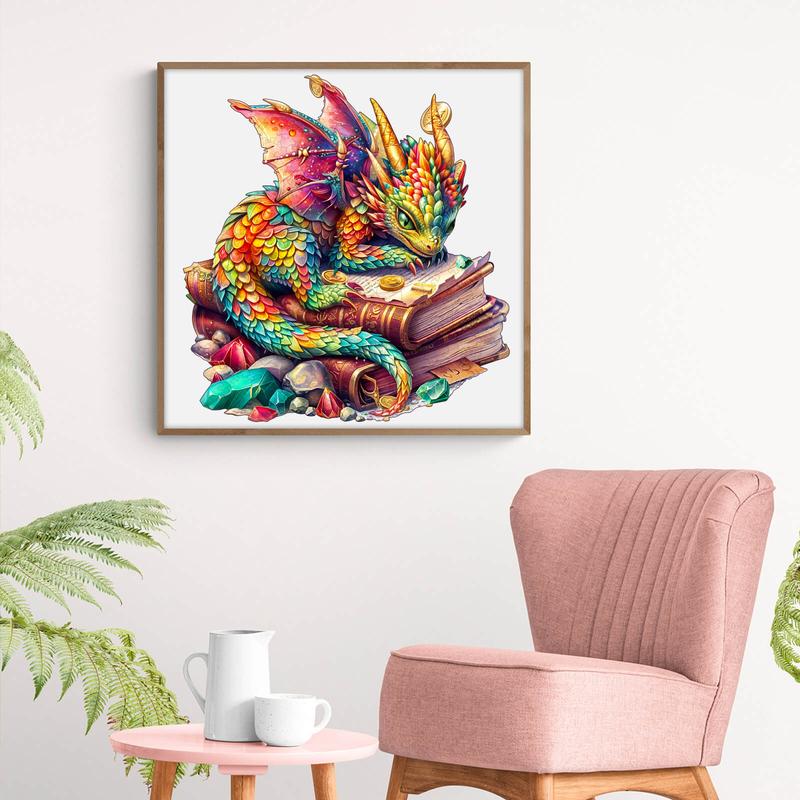 Jeweled Dragon Wooden Jigsaw Puzzle - Perfect for Kids and Adults Alike