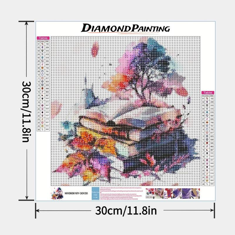 Book & Tree Pattern DIY Diamond Arts Colorful Painting Kit Without Frame, DIY Decorative Art Picture For Beginner, DIY Home Decor