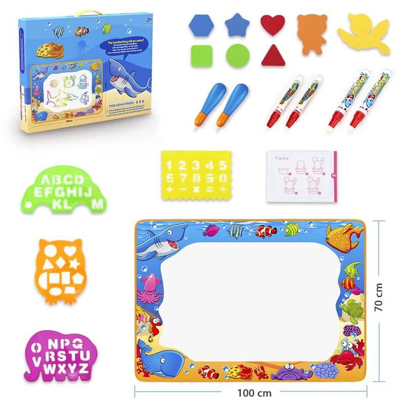 Water Doodle Mat - Kids Painting Writing Color Doodle Drawing Mat Toy Bring Magic Pens Educational Toys for age 4 5 6 7 Year Old Girls Boys Age Toddler Gift