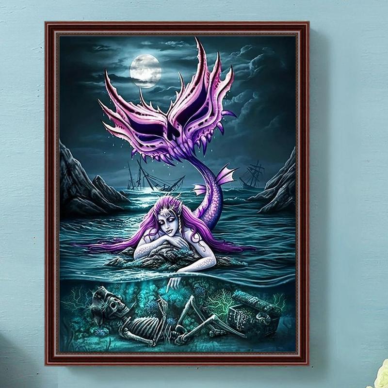 Devil Mermaid Pattern DIY Diamond Arts Colorful Painting Kit without Frame, DIY 5D Diamond Arts Colorful Painting for Home Bedroom Wall Decor