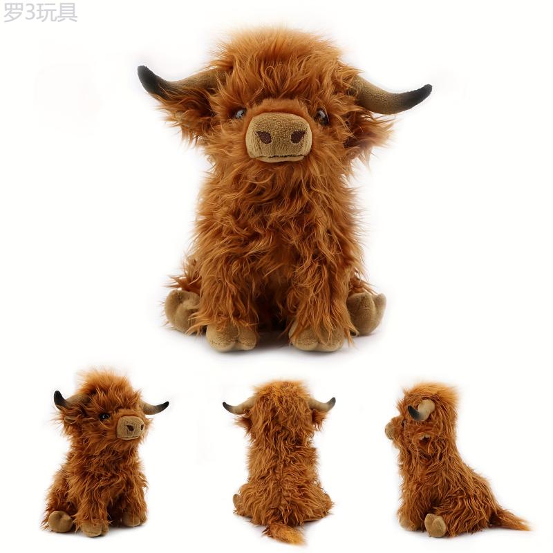 Cuddly Highland Cattle Plush Toy - Soft, Durable Polyester Companion for All Ages, Ideal Gift for Holidays & Birthdays Cow Decorations