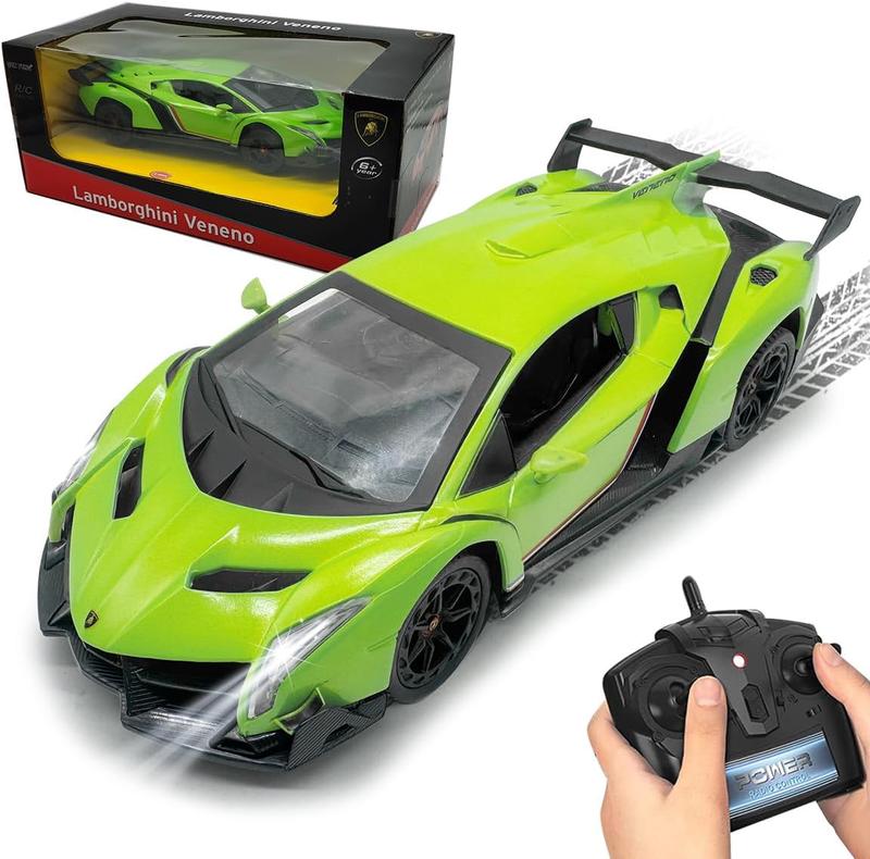 QUN FENG Lamborghini Remote Control Car 1:24 Scale Lambo Toy Car Officially Licensed Rc Cars with Light 2.4Ghz Model Car for Boys 4-7 Girls Birthday Gift, Green remote control