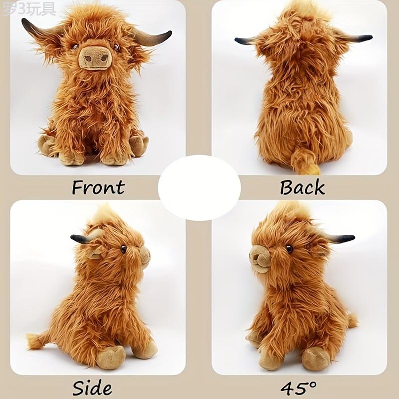 Cuddly Highland Cattle Plush Toy - Soft, Durable Polyester Companion for All Ages, Ideal Gift for Holidays & Birthdays Cow Decorations