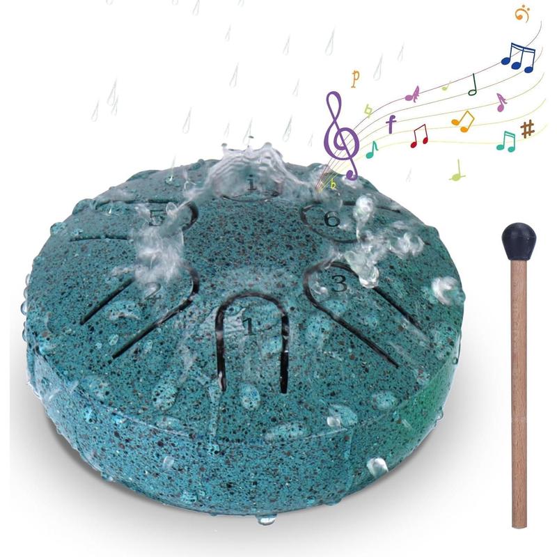 Rain Drum for Outside Garden - Upgraded Non Waterlogging Rain Drum for Outside when It Rains, 3 Inches 6 Notes Steel Tongue Drum Rain Chime, Mini Outdoor Rain Drum Instrument(Malachite)