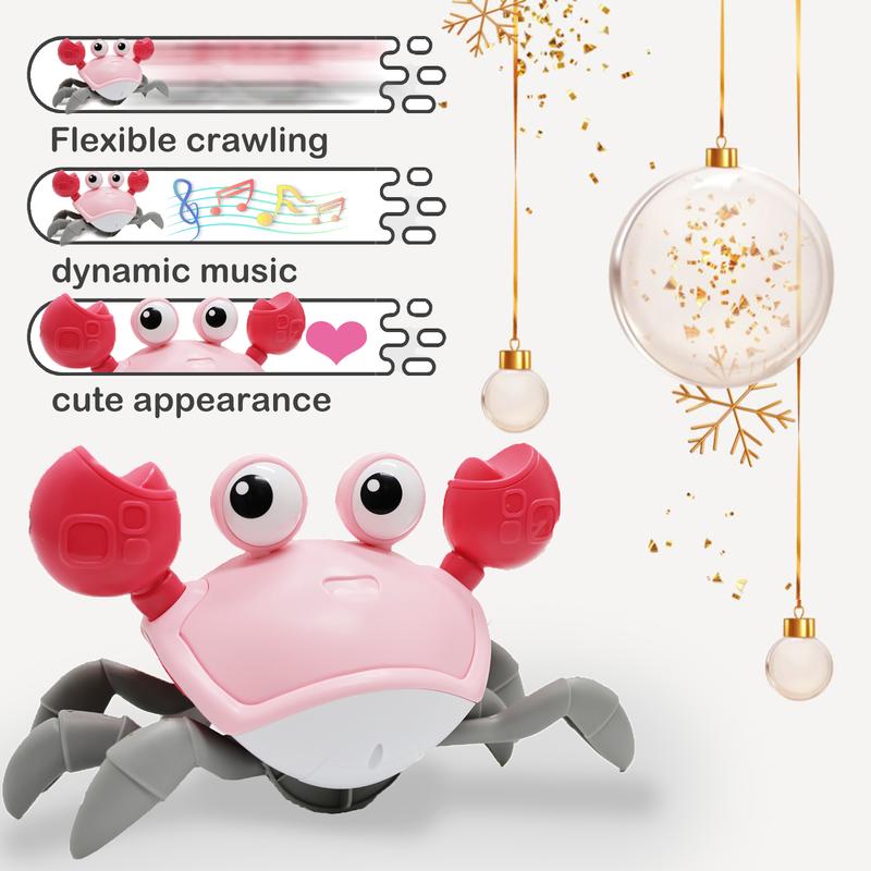 Pbooo Walking Crab Toy, Crawling Crab with Music, Interactive Sensory Walking Dancing Crab Toys, Boys, Girls, Learning Birthday Gift (Pink)