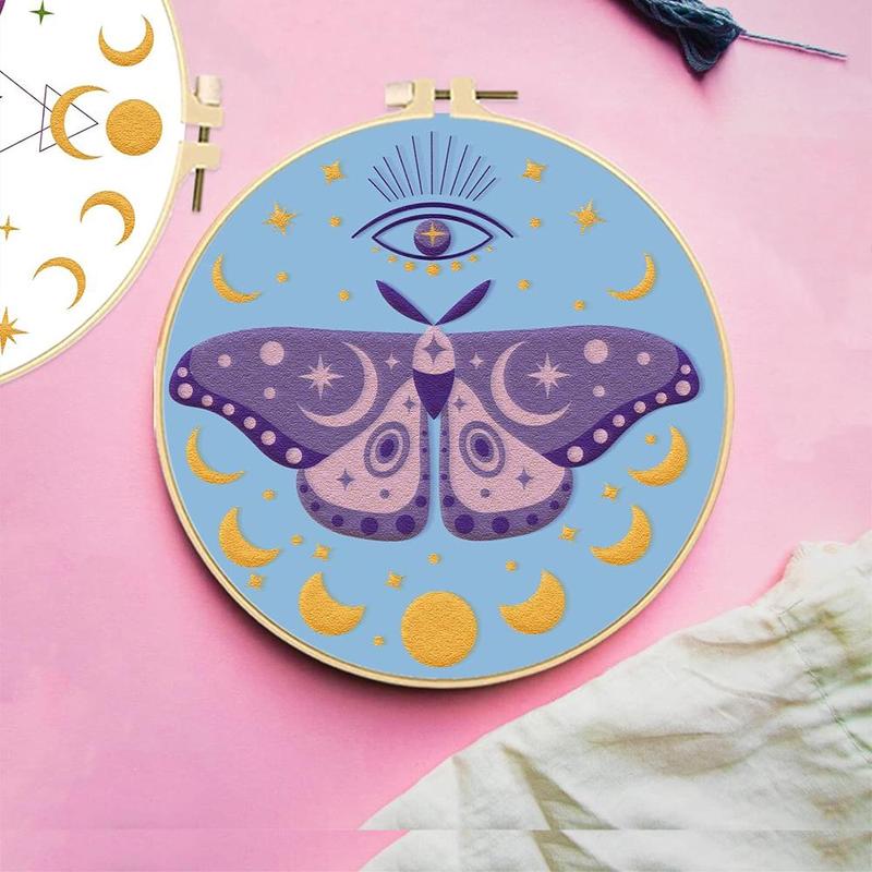 DIY Butterfly Embroidery Kit, Embroidery Kit for Beginner, Including Embroidery Thread & Cloth & Hoop, Threader, Needle, Instruction, Summer for Gift, Men Gifts, Home Ideals 2024