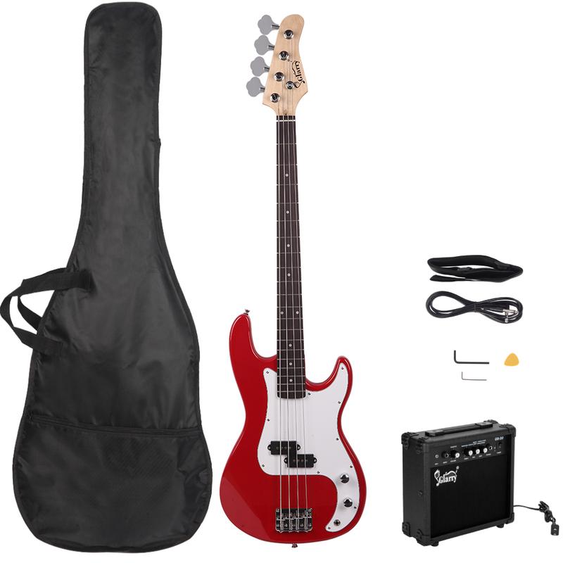 VINCIGO 4 Strings Bass, Full Size Electric Bass Guitar Beginner Starter Kit with Accessories including Cable, Strap, Bag for Kids and Adults Gift Perfect Christmas