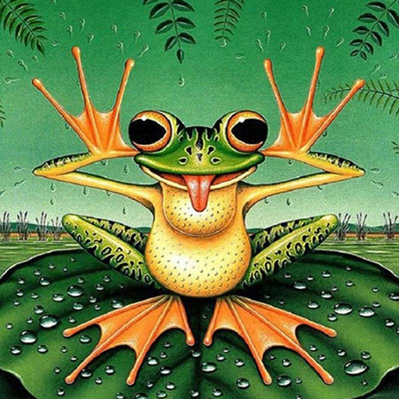 Frog Pattern DIY Diamond Painting Kit Without Frame, Decorative Diamond Art Paint Picture for Beginner, Home Decor