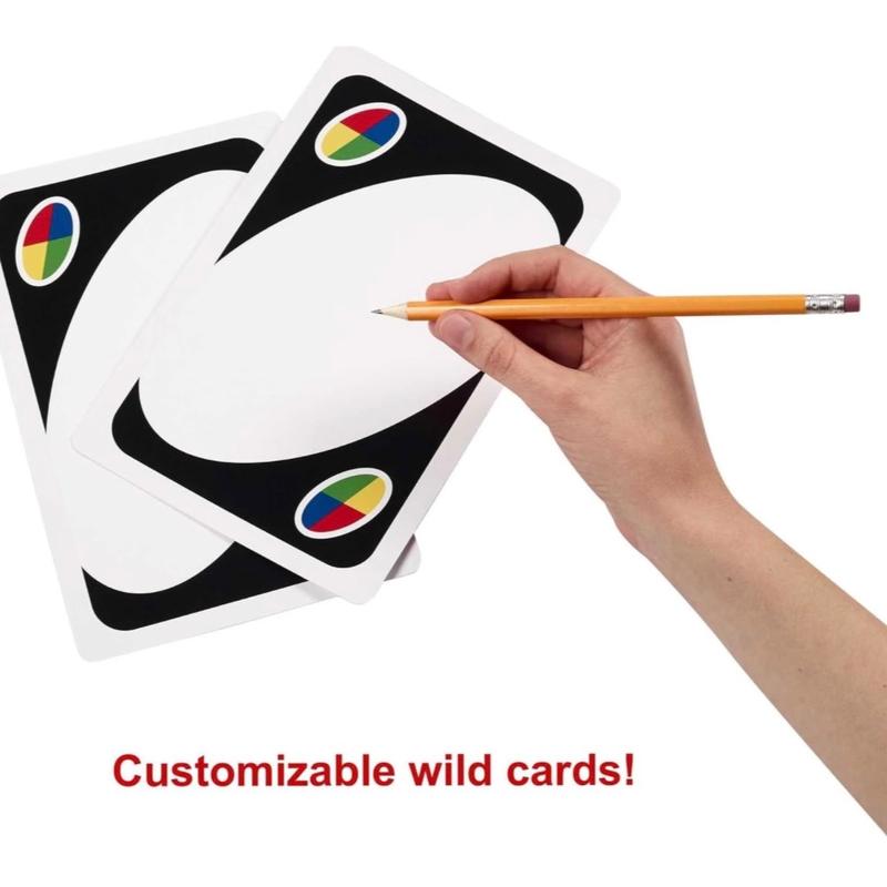 GIANT UNO Card Game Giant Card Playing Game ​Giant UNO Official Card Game for Kids, Adults & Family Night, Oversized Cards & Customizable Wild Cards for 2-10 Players