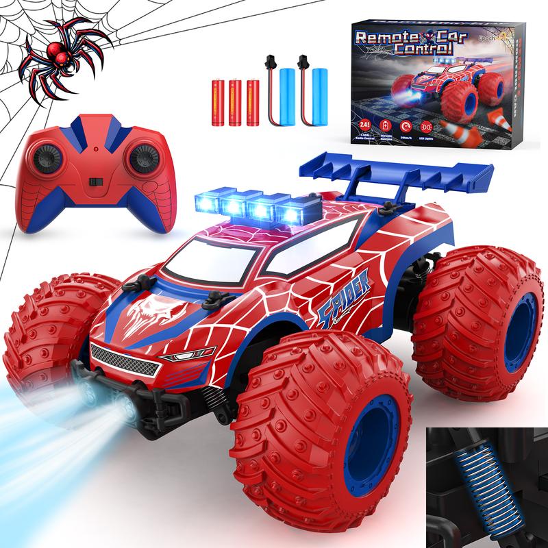 1:18 Remote Control Car - 20km h 2.4GHz All Terrain Off-Road Monster Truck with Bodylights&Headlights &Headlamps, Rechargeable Toy Car Gift. spiderman  car