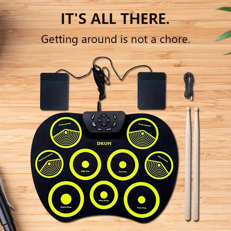 Electronic Drum Pad, Portable Drum Training Pad without Drumsticks, Desktop Drum Practice Tool, Musical Instrument Accessories for Beginners, Entertainment Party Performance