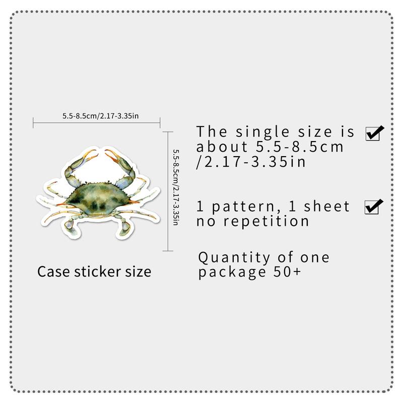 Cartoon Crab Pattern Sticker (50pcs), Self Adhesive Decor Paper, Decor Sticker for Greeting Card Water Bottle Laptop Phone