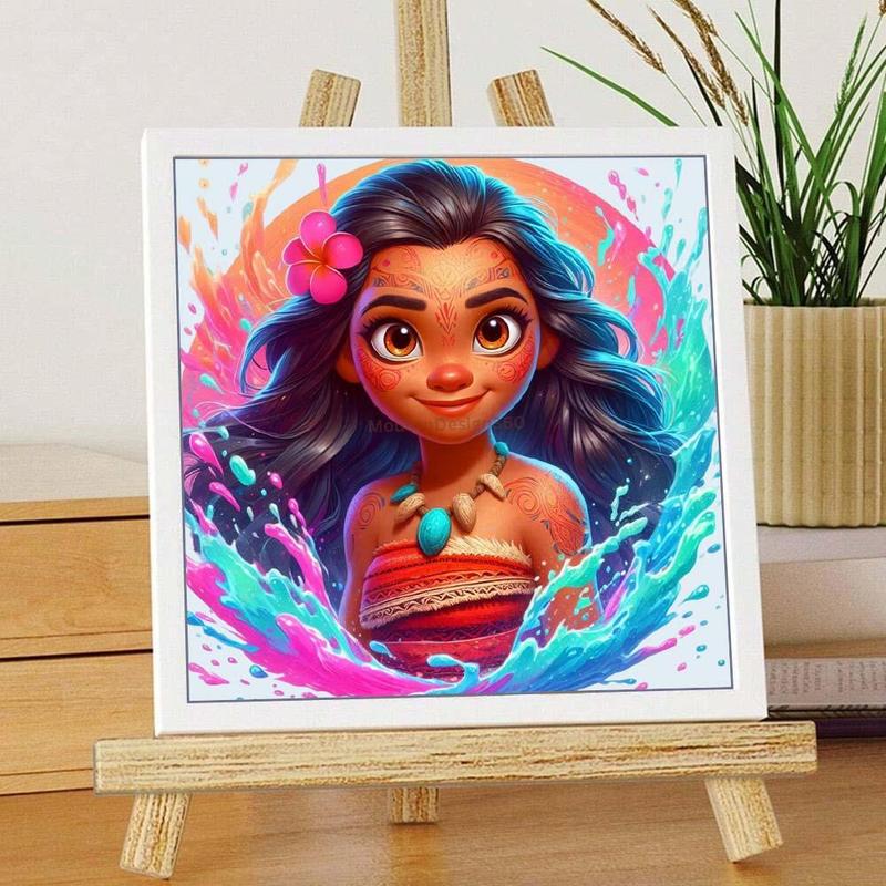 Disney Cartoon Princess Lilo Pattern DIY Diamond Arts Colorful Painting Kit without Frame, 1 Set DIY 5D Diamond Arts Colorful Painting for Bedroom Home Wall Decor