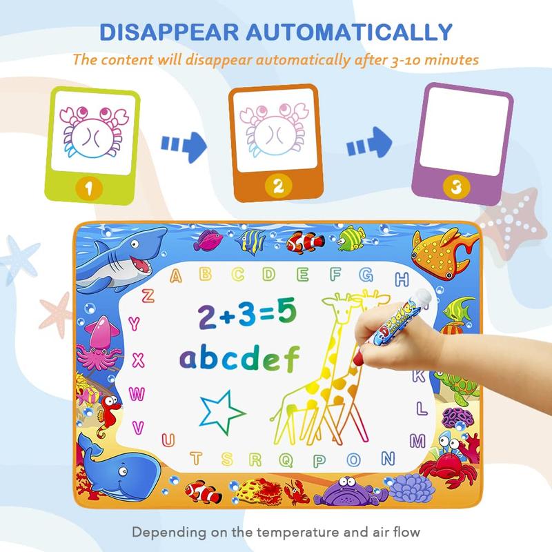 Water Doodle Mat - Kids Painting Writing Color Doodle Drawing Mat Toy Bring Magic Pens Educational Toys for age 4 5 6 7 Year Old Girls Boys Age Toddler Gift